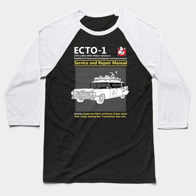 ECTO-1 Service and Repair Manual Baseball T-Shirt by adho1982